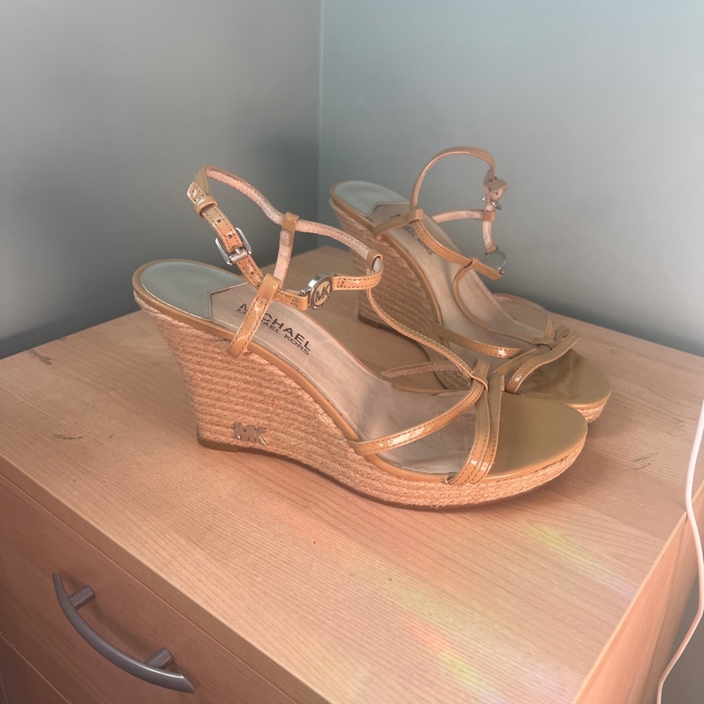 Michael Kors Tan Wedge Sandals